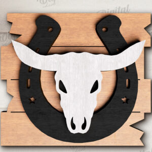 Intra απο ξύλο plywood 3mm-4mm πάχος - Διακόσμηση δίσκων Cowboy Tiered Cut Laser Δίασταση 30x20 cm INTRAFABR-123027665