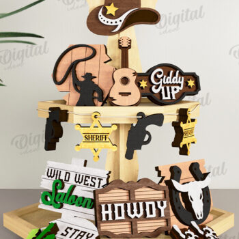 Intra απο ξύλο plywood 3mm-4mm πάχος - Διακοσμήσεις δίσκων καουμπόη με λέιζερ Δίασταση 30x20 cm INTRAFABR-122880755 - Image 1