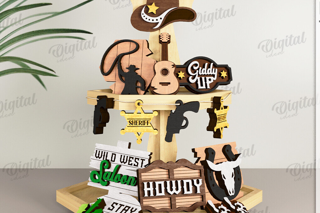 Intra απο ξύλο plywood 3mm-4mm πάχος - Διακοσμήσεις δίσκων καουμπόη με λέιζερ Δίασταση 30x20 cm INTRAFABR-122880755