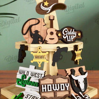 Intra απο ξύλο plywood 3mm-4mm πάχος - Διακοσμήσεις δίσκων καουμπόη με λέιζερ Δίασταση 30x20 cm INTRAFABR-122880755 - Image 2