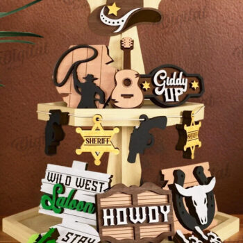 Intra απο ξύλο plywood 3mm-4mm πάχος - Διακοσμήσεις δίσκων καουμπόη με λέιζερ Δίασταση 30x20 cm INTRAFABR-122880755 - Image 3