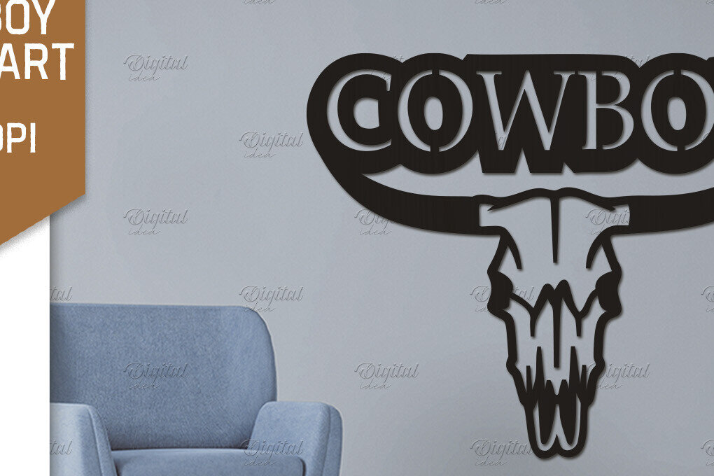 Intra απο ξύλο plywood 3mm-4mm πάχος - Cowboy Wall Art Laser Cut. Χαρτί καουμπόη Δίασταση 40x50 cm INTRAFABR-87116426