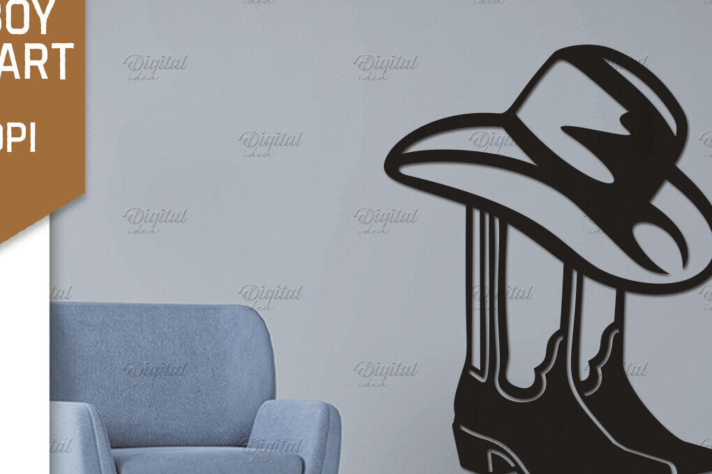 Intra απο ξύλο plywood 3mm-4mm πάχος - Cowboy Wall Art Laser Cut. Χαρτί καουμπόη Δίασταση 40x50 cm INTRAFABR-87116077