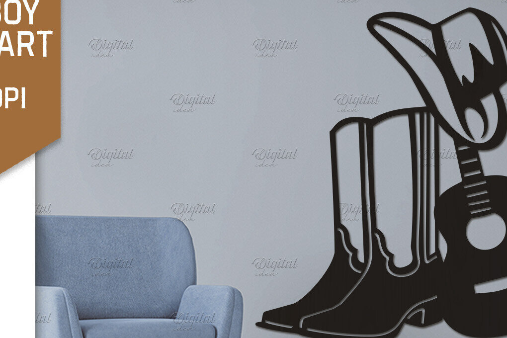 Intra απο ξύλο plywood 3mm-4mm πάχος - Cowboy Wall Art Laser Cut. Χαρτί καουμπόη Δίασταση 40x50 cm INTRAFABR-87116265