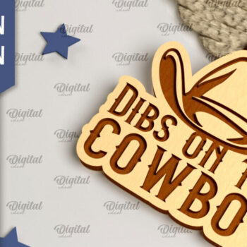 Intra απο ξύλο plywood 3mm-4mm πάχος - Cowboy Western Keychain Laser Cut Δίασταση 4x4 cm INTRAFABR-99200480 - Image 1