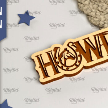Intra απο ξύλο plywood 3mm-4mm πάχος - Cowboy Western Keychain Laser Cut Δίασταση 4x4 cm INTRAFABR-99200394 - Image 1