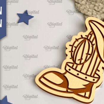 Intra απο ξύλο plywood 3mm-4mm πάχος - Cowboy Western Keychain Laser Cut Δίασταση 4x4 cm INTRAFABR-99200419 - Image 1