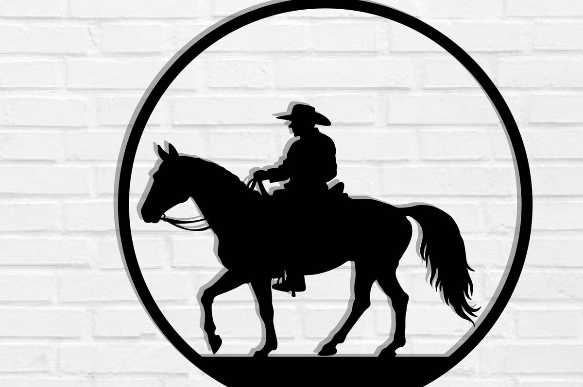 Intra απο ξύλο plywood 3mm-4mm πάχος - Cowgirl Horse Laser Cut Metal Sign, DXF Δίασταση 40x50 cm INTRAFABR-119975425