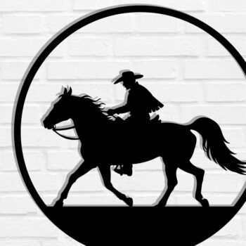 Intra απο ξύλο plywood 3mm-4mm πάχος - Cowgirl Horse Laser Cut Metal Sign, DXF Δίασταση 40x50 cm INTRAFABR-119975547 - Image 1