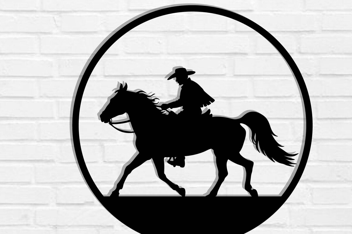 Intra απο ξύλο plywood 3mm-4mm πάχος - Cowgirl Horse Laser Cut Metal Sign, DXF Δίασταση 40x50 cm INTRAFABR-119975547