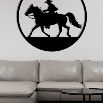 Intra απο ξύλο plywood 3mm-4mm πάχος - Cowgirl Horse Laser Cut Metal Sign, DXF Δίασταση 40x50 cm INTRAFABR-119975547 - Image 3