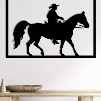 Intra απο ξύλο plywood 3mm-4mm πάχος - Cowgirl Horse Laser Cut Metal Sign, DXF Δίασταση 40x50 cm INTRAFABR-119975580 - Image 2