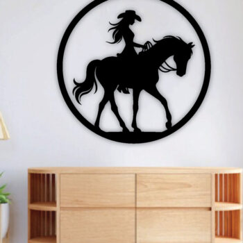 Intra απο ξύλο plywood 3mm-4mm πάχος - Cowgirl Horse Laser Cut Metal Sign, DXF Δίασταση 40x50 cm INTRAFABR-96743492 - Image 2