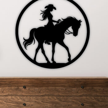 Intra απο ξύλο plywood 3mm-4mm πάχος - Cowgirl Horse Laser Cut Metal Sign, DXF Δίασταση 40x50 cm INTRAFABR-96743492 - Image 3