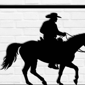 Intra απο ξύλο plywood 3mm-4mm πάχος - Cowgirl Horse Laser Cut Metal Sign, DXF Δίασταση 40x50 cm INTRAFABR-119975078 - Image 1