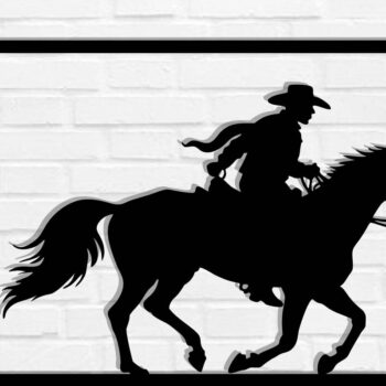Intra απο ξύλο plywood 3mm-4mm πάχος - Cowgirl Horse Laser Cut Metal Sign, DXF Δίασταση 40x50 cm INTRAFABR-119975215 - Image 1