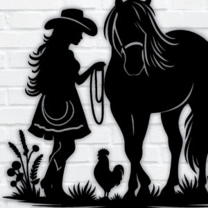 Intra απο ξύλο plywood 3mm-4mm πάχος - Cowgirl Horse Laser Cut Metal Sign, DXF Δίασταση 40x50 cm INTRAFABR-96743234