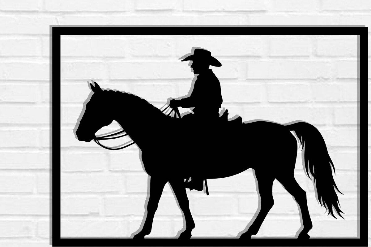 Intra απο ξύλο plywood 3mm-4mm πάχος - Cowgirl Horse Laser Cut Metal Art Wall Art Δίασταση 40x50 cm INTRAFABR-119975265