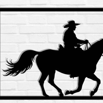 Intra απο ξύλο plywood 3mm-4mm πάχος - Cowgirl Horse Laser Cut Metal Art Wall Art Δίασταση 40x50 cm INTRAFABR-119975449 - Image 1