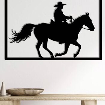 Intra απο ξύλο plywood 3mm-4mm πάχος - Cowgirl Horse Laser Cut Metal Art Wall Art Δίασταση 40x50 cm INTRAFABR-119975449 - Image 2