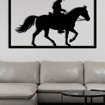 Intra απο ξύλο plywood 3mm-4mm πάχος - Cowgirl Horse Laser Cut Metal Art Wall Art Δίασταση 40x50 cm INTRAFABR-119975512 - Image 3