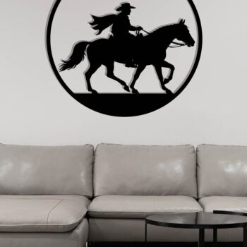 Intra απο ξύλο plywood 3mm-4mm πάχος - Cowgirl Horse Laser Cut Metal Art Wall Art Δίασταση 40x50 cm INTRAFABR-119975625 - Image 3