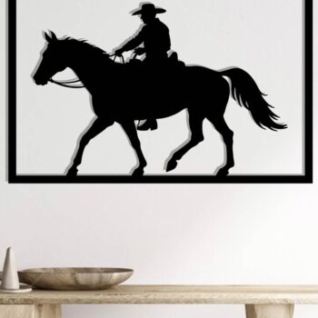 Intra απο ξύλο plywood 3mm-4mm πάχος - Cowgirl Horse Laser Cut Metal Art Wall Art Δίασταση 40x50 cm INTRAFABR-119975659 - Image 2
