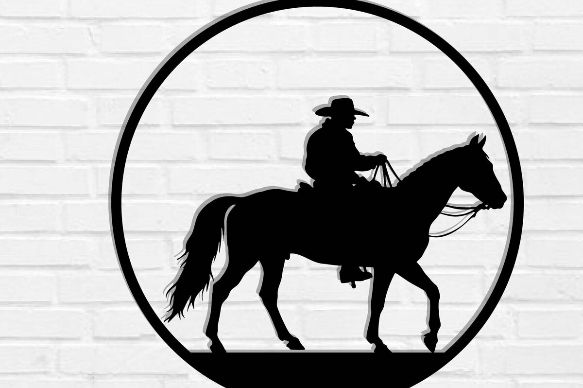 Intra απο ξύλο plywood 3mm-4mm πάχος - Cowgirl Horse Laser Cut Metal Art Wall Art Δίασταση 40x50 cm INTRAFABR-119975166