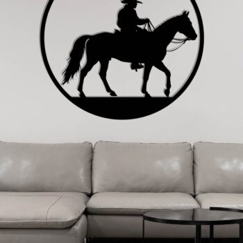 Intra απο ξύλο plywood 3mm-4mm πάχος - Cowgirl Horse Laser Cut Metal Art Wall Art Δίασταση 40x50 cm INTRAFABR-119975166 - Image 3