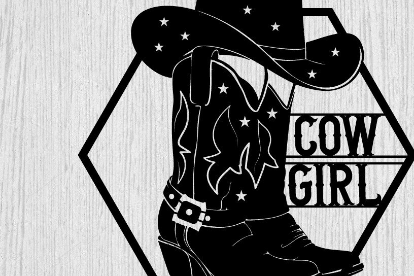 Intra απο ξύλο plywood 3mm-4mm πάχος -  κοπής με λέιζερ μεταλλικού τοίχου Cowgirl Δίασταση 40x50 cm INTRAFABR-99014321