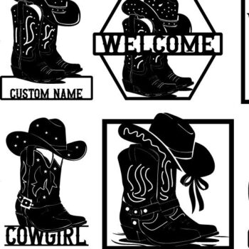 Intra απο ξύλο plywood 3mm-4mm πάχος - Πακέτο Laser DXF Metal Art Wall Art Cowgirl Δίασταση 40x50 cm INTRAFABR-100495227 - Image 1