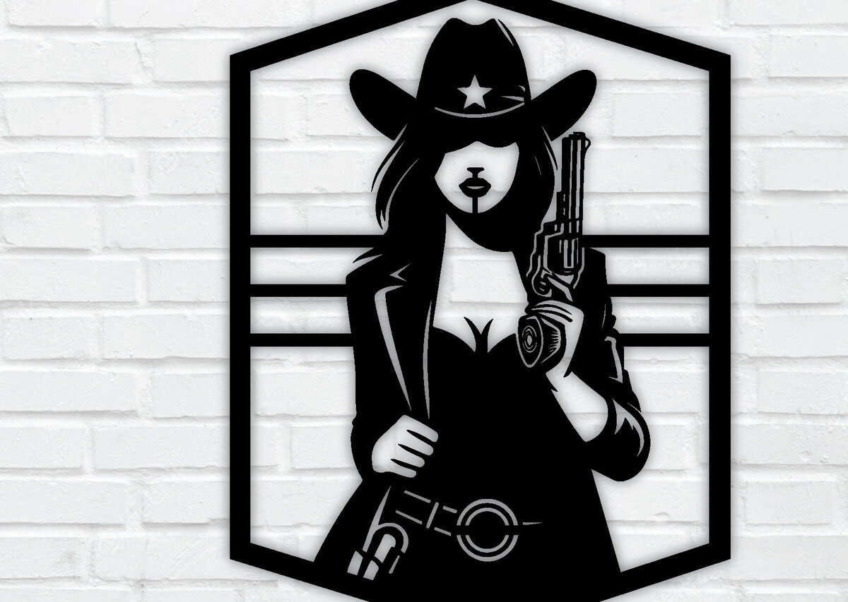 Intra απο ξύλο plywood 3mm-4mm πάχος - Cowgirl Art Decor τοίχου με λέιζερ Cut Dxf Δίασταση 40x50 cm INTRAFABR-96743631