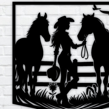 Intra απο ξύλο plywood 3mm-4mm πάχος - Cutfile λέιζερ διακόσμησης τοίχου Cowgirl PNG Δίασταση 40x50 cm INTRAFABR-96743390 - Image 1