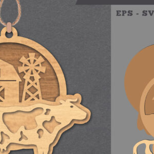 Intra απο ξύλο plywood 3mm-4mm πάχος - Στολίδι με λέιζερ  για αγελάδες στο αγρόκτημα Δίασταση 6x6 cm INTRAFABR-112011449