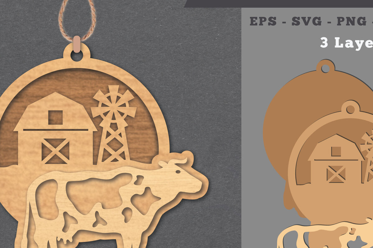 Intra απο ξύλο plywood 3mm-4mm πάχος - Στολίδι με λέιζερ  για αγελάδες στο αγρόκτημα Δίασταση 6x6 cm INTRAFABR-112011449