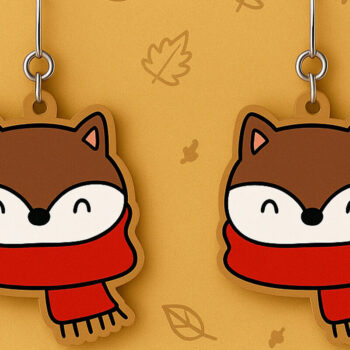 Intra απο ξύλο plywood 3mm-4mm πάχος -   Cozy Fox Earrings Δίασταση 3x3 cm INTRAFABR-125298132 - Image 1