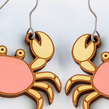 Intra απο ξύλο plywood 3mm-4mm πάχος - Σκουλαρίκια Crab  Cut Laser Δίασταση 3x3 cm INTRAFABR-123757211 - Image 1