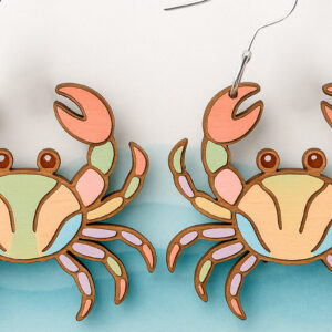 Intra απο ξύλο plywood 3mm-4mm πάχος - Σκουλαρίκια Crab  Cut Laser Δίασταση 3x3 cm INTRAFABR-123757189