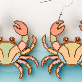 Intra απο ξύλο plywood 3mm-4mm πάχος - Σκουλαρίκια Crab  Cut Laser Δίασταση 3x3 cm INTRAFABR-123757189 - Image 1