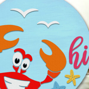 Intra απο ξύλο plywood 3mm-4mm πάχος - Crab Hi , Summer Door Sign Cut File Δίασταση 30x20 cm INTRAFABR-118426964