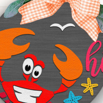 Intra απο ξύλο plywood 3mm-4mm πάχος - Crab Hi , Summer Door Sign Cut File Δίασταση 30x20 cm INTRAFABR-118426964 - Image 3