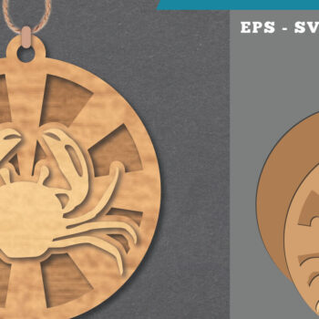 Intra απο ξύλο plywood 3mm-4mm πάχος - Στολίδι κοπής με λέιζερ καβουριών  1 Δίασταση 6x6 cm INTRAFABR-112341722 - Image 1