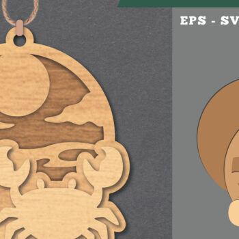 Intra απο ξύλο plywood 3mm-4mm πάχος - Στολίδι κοπής με λέιζερ καβούρι  Δίασταση 6x6 cm INTRAFABR-112069773 - Image 1