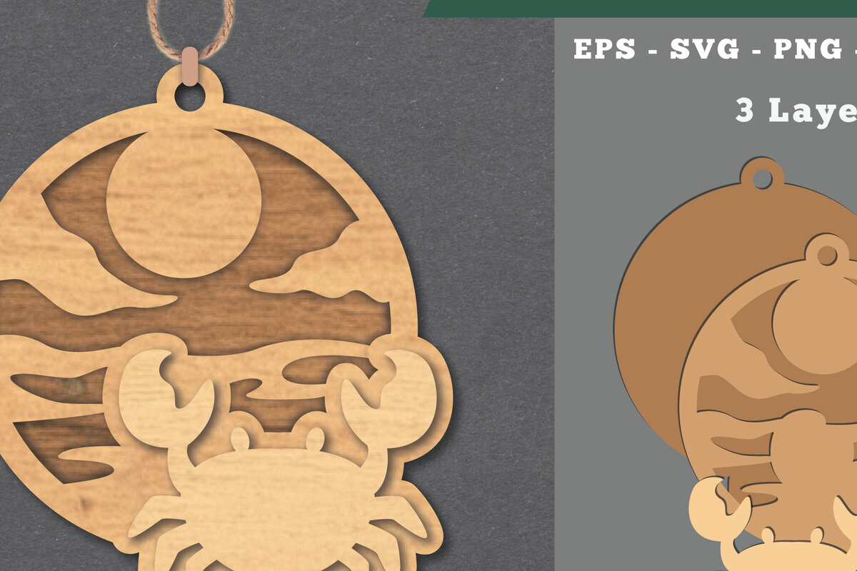 Intra απο ξύλο plywood 3mm-4mm πάχος - Στολίδι κοπής με λέιζερ καβούρι  Δίασταση 6x6 cm INTRAFABR-112069773