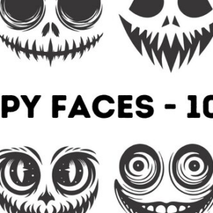 Intra απο ξύλο plywood 3mm-4mm πάχος - Αρχεία με λέιζερ  Creepy Faces Δίασταση 15x15 cm INTRAFABR-104784462