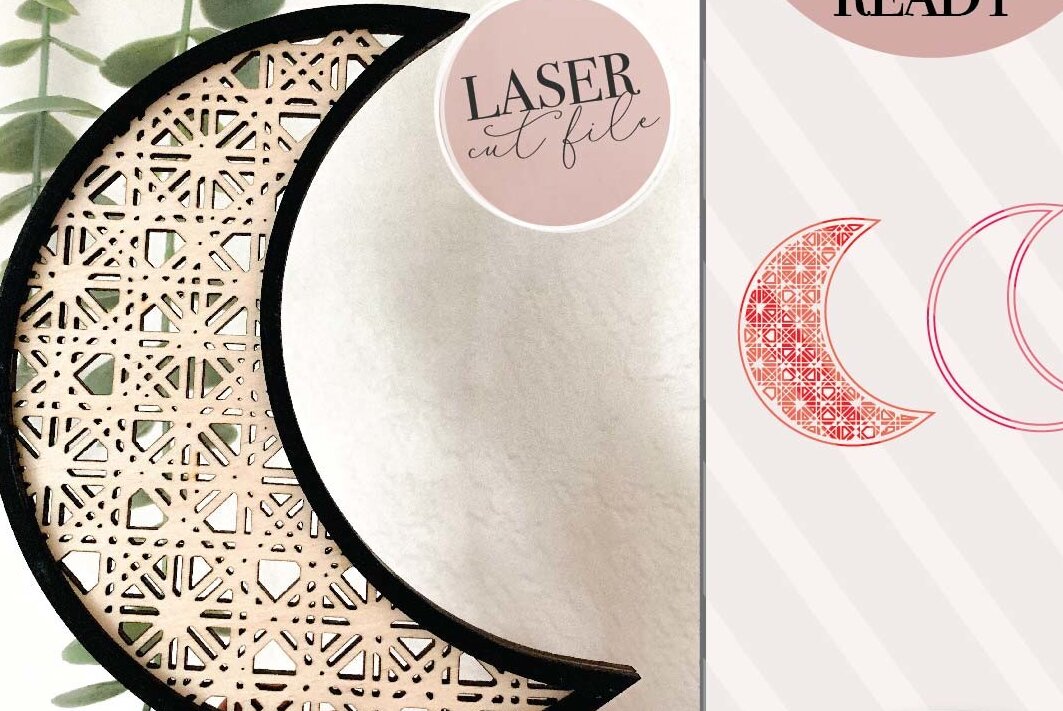 Intra απο ξύλο plywood 3mm-4mm πάχος - Crescent Moon Rattan Laser  Δίασταση 20x20 cm INTRAFABR-73142425