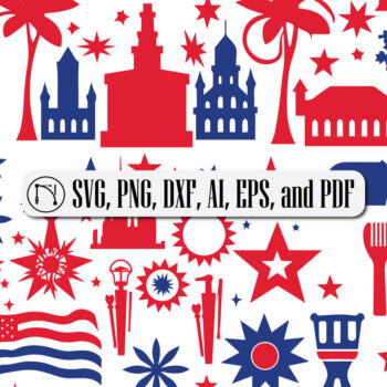 Intra απο ξύλο plywood 3mm-4mm πάχος - Πακέτο Element Cricut 4ης Ιουλίου Δίασταση 30x20 cm INTRAFABR-89697359 - Image 1