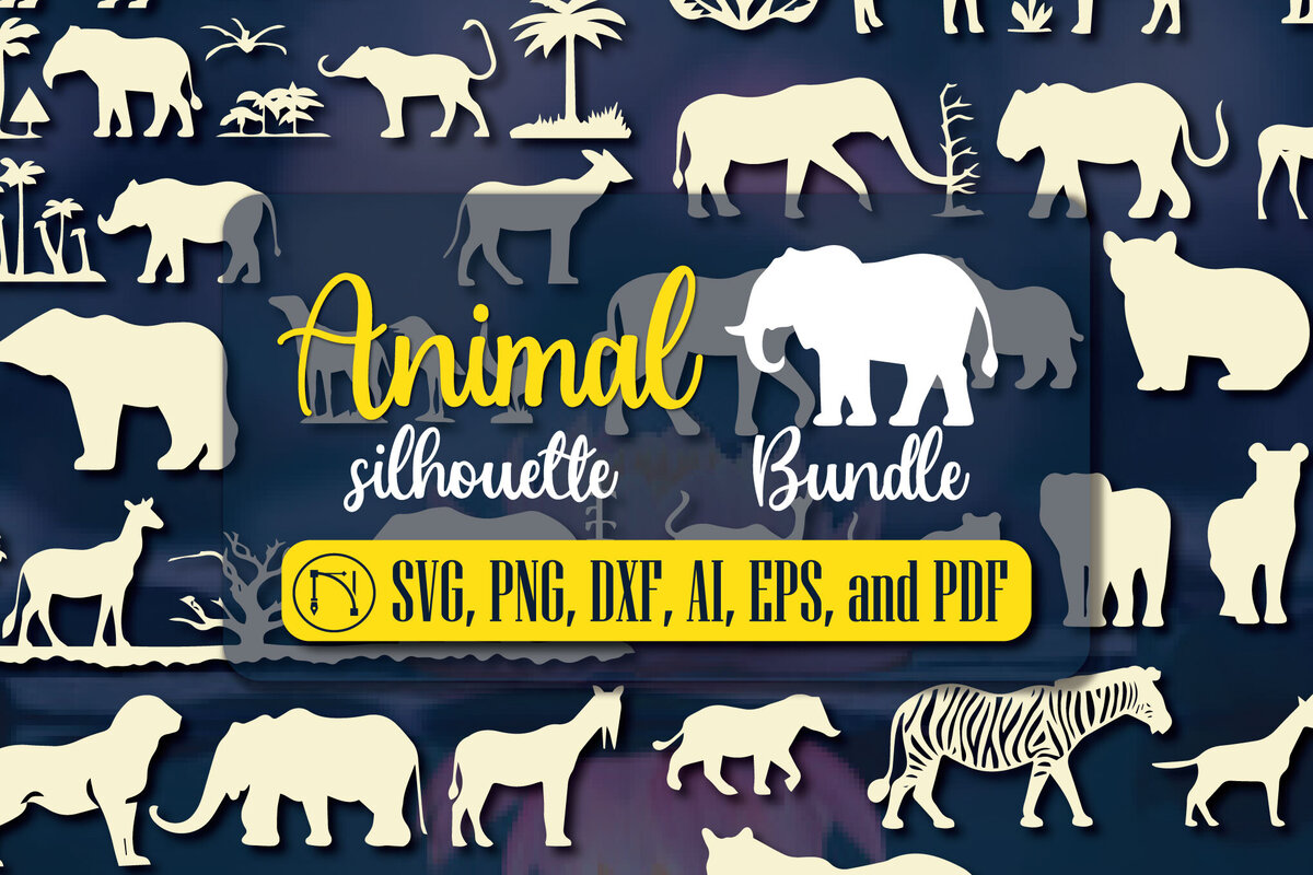 Intra απο ξύλο plywood 3mm-4mm πάχος - Cricut Animal Silhouette  Mega Bundle Δίασταση 30x20 cm INTRAFABR-89168010