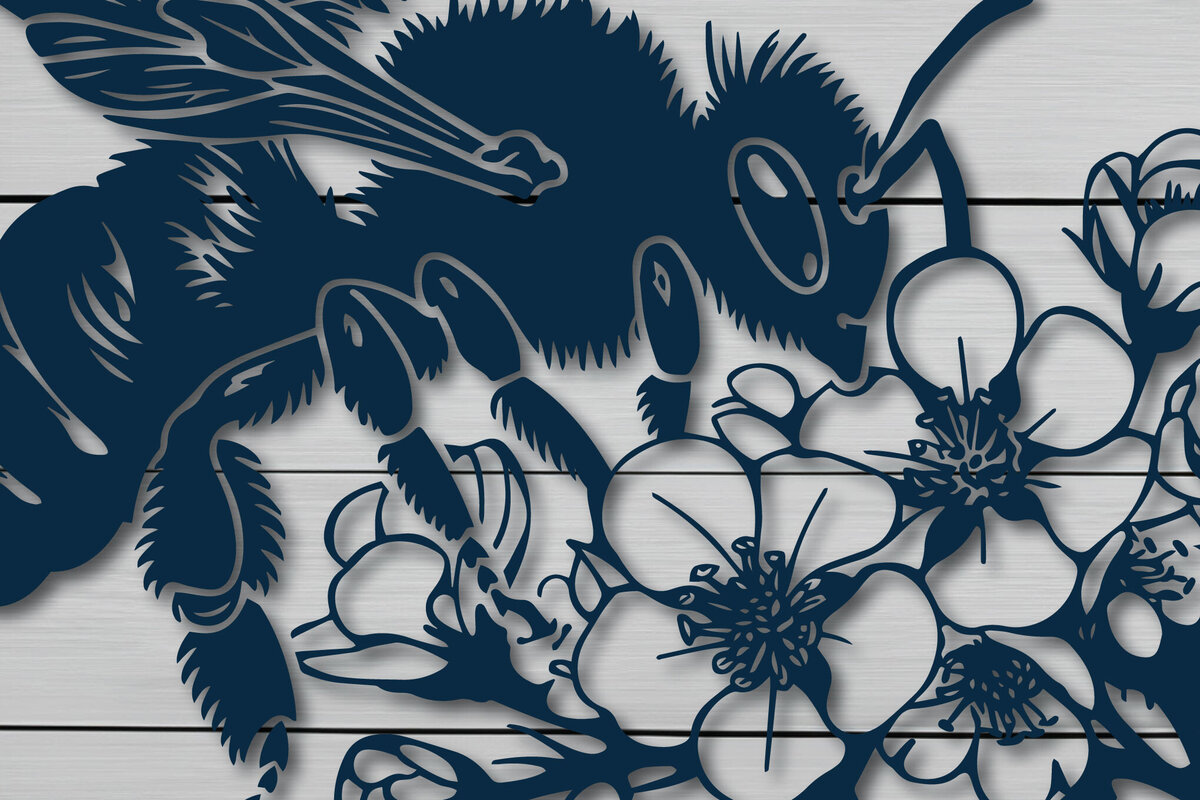 Intra απο ξύλο plywood 3mm-4mm πάχος - Σετ  Cricut Bee with Flowers Δίασταση 4x4 cm INTRAFABR-91113213