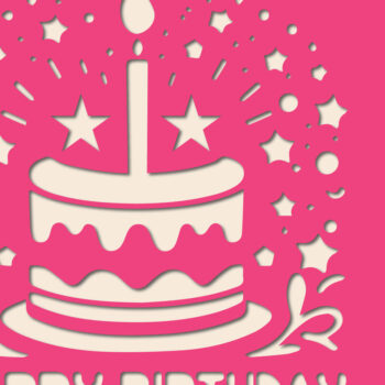 Intra απο ξύλο plywood 3mm-4mm πάχος - Κάρτα γενεθλίων Cricut Paper Cut  Δίασταση 20x20 cm INTRAFABR-118460392 - Image 1